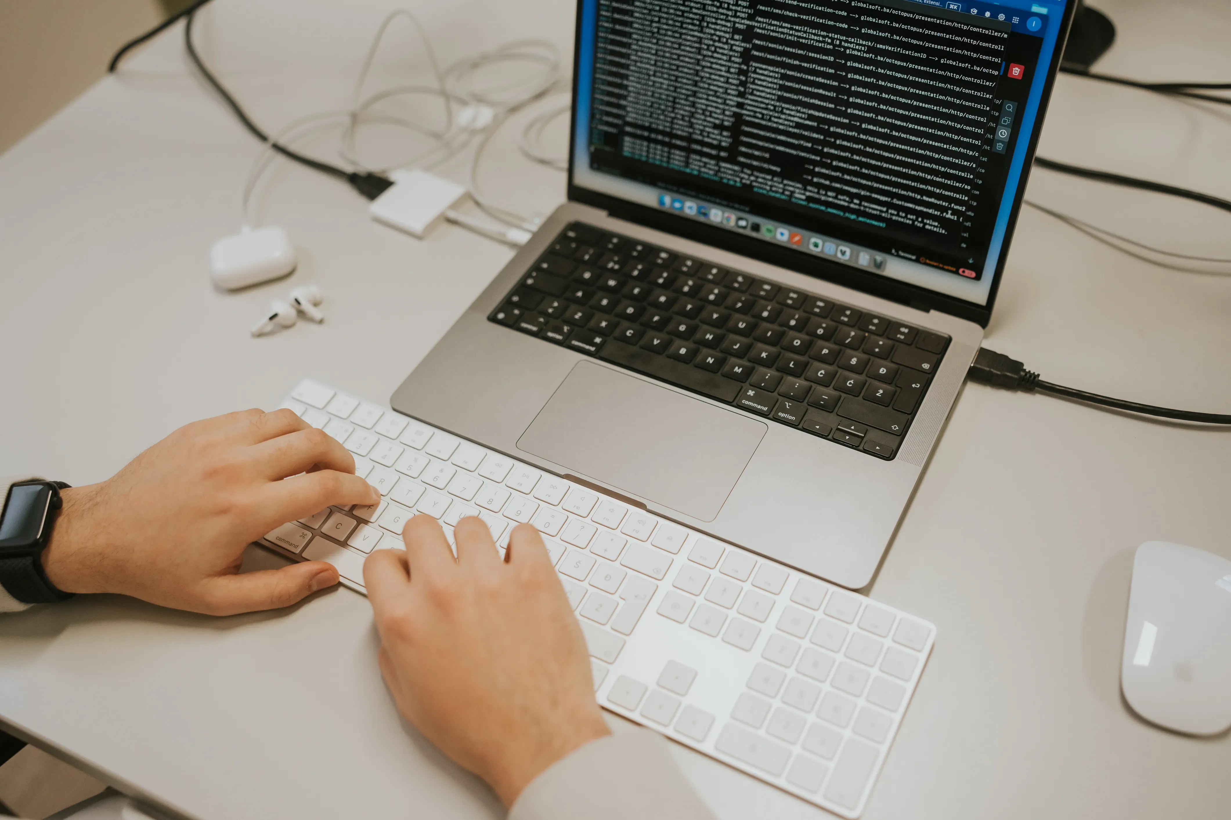 Developer working at his laptop